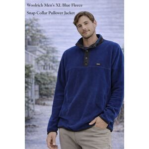 Woolrich Men’s XL Blue Fleece Snap Collar Pullover Jacket